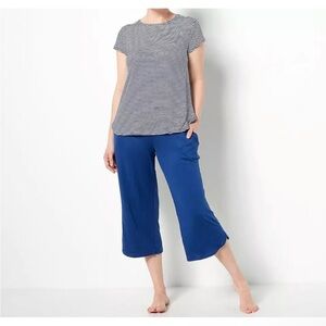 Koolaburra By UGG Cozy Pajama Set Women’s Size M Blue Cropped Wide Leg Pant